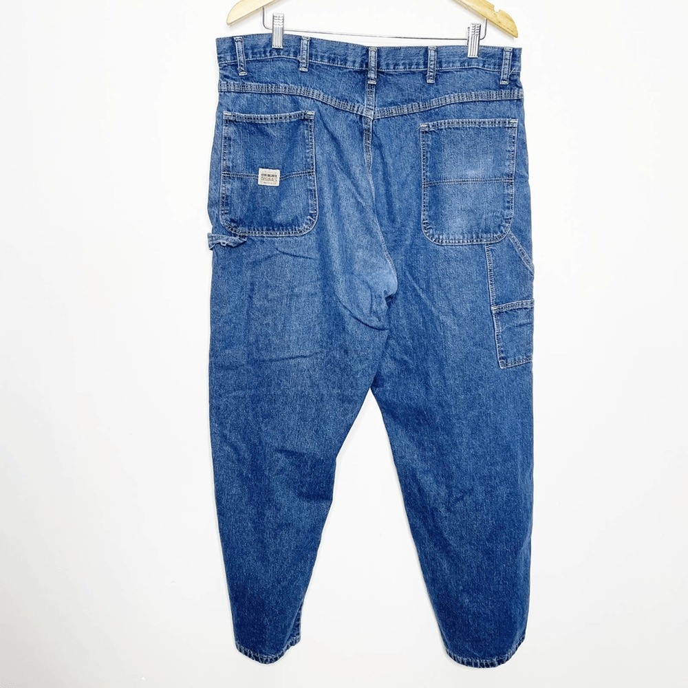 Vintage Y2K 90s Wrangler Denim Carpenter Jeans USA dark wash wide leg 37 x 27 - Picture 6 of 9